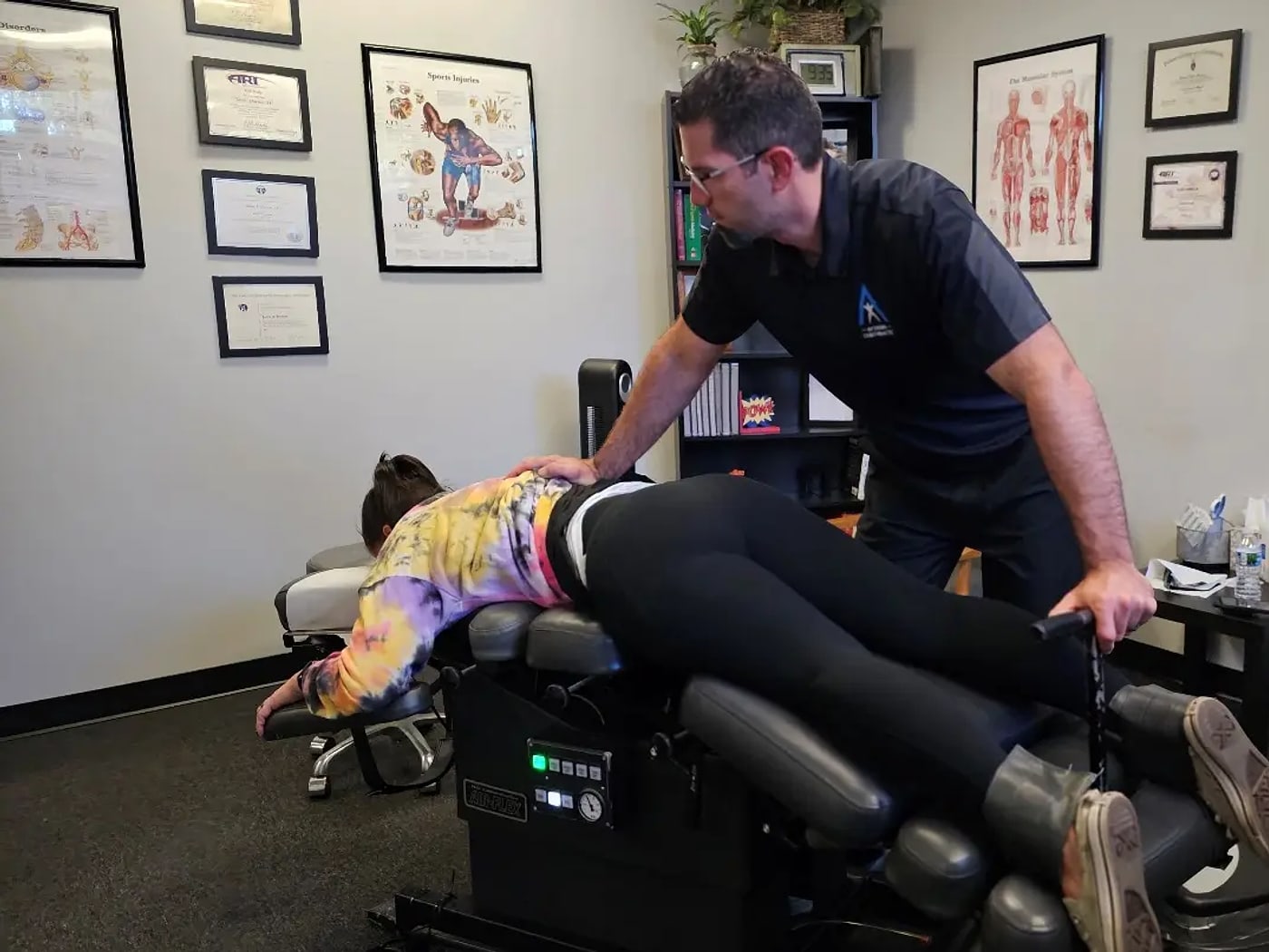 An adjustment underway on the treatment table